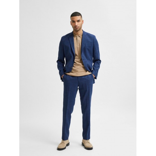 Selected - Pantalon de costume en lin bleu