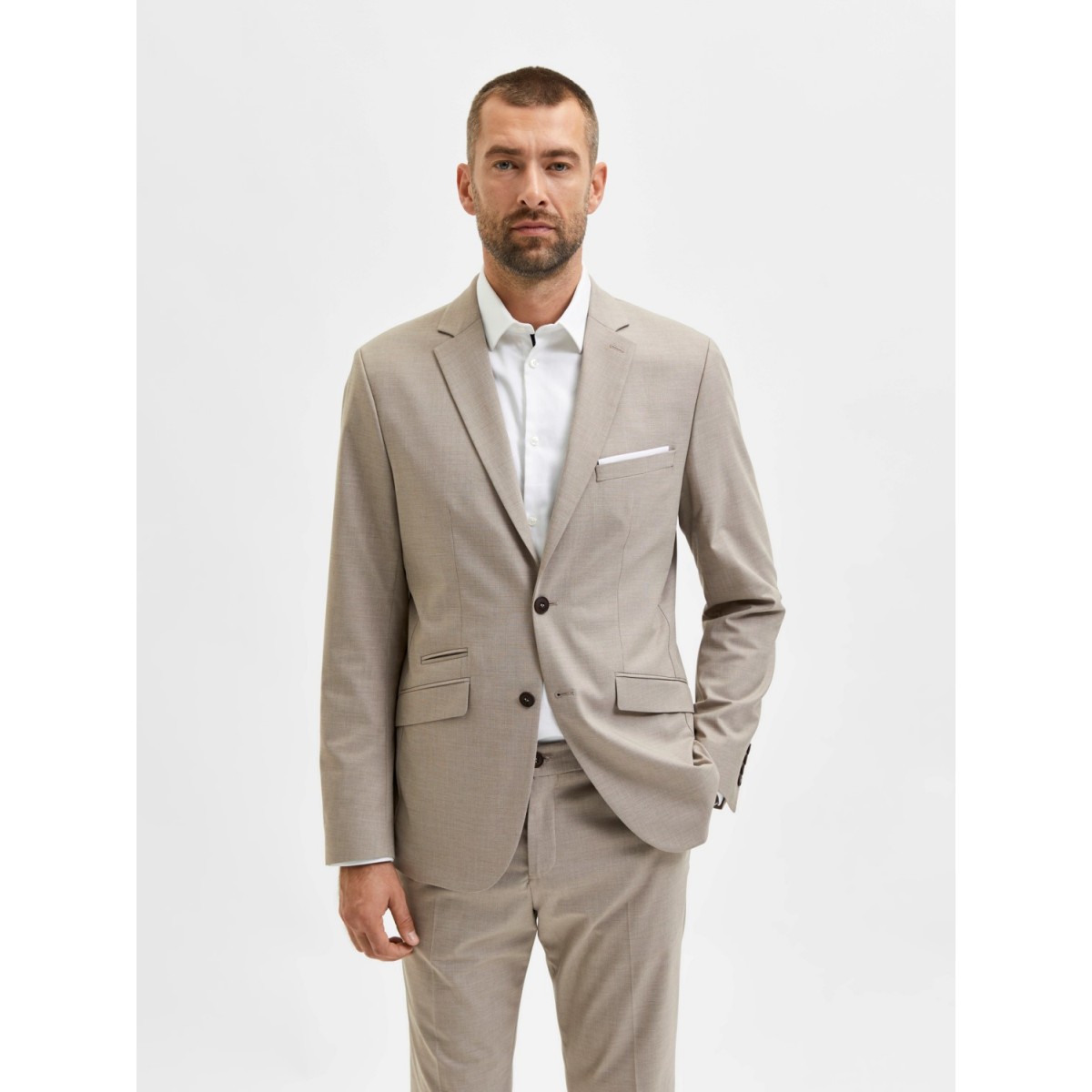 Selected - Blazer en lin sable homme