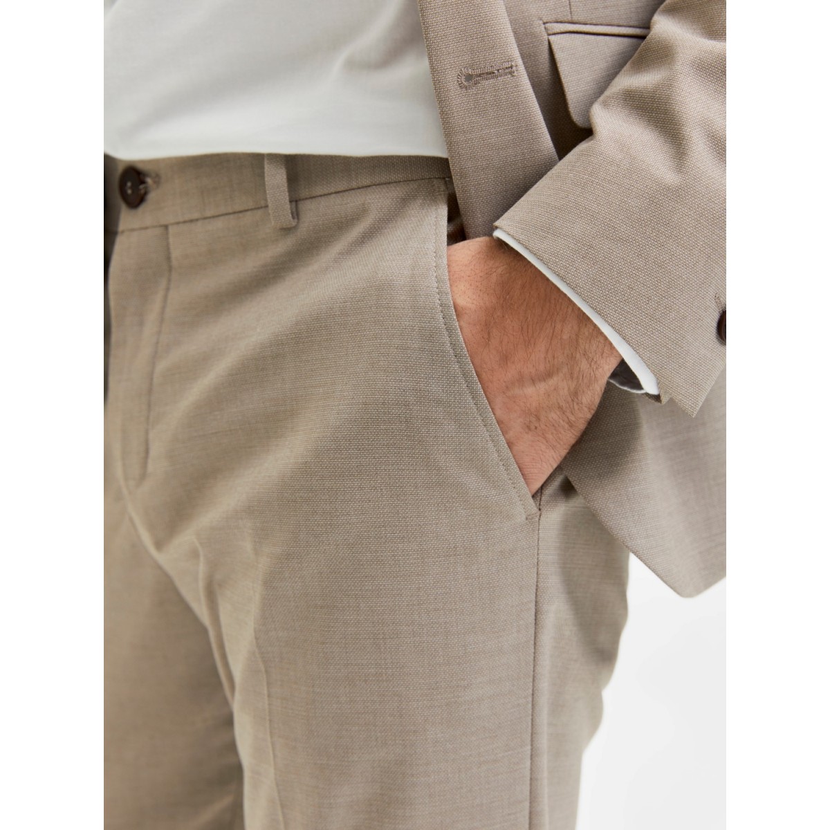Selected - Pantalon de costume en lin sable