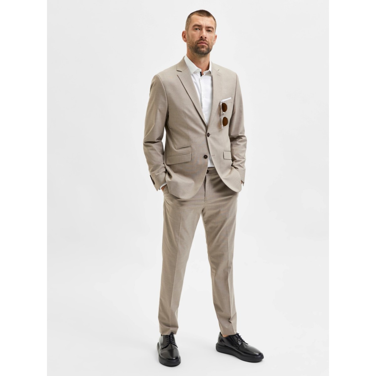 Selected - Pantalon de costume en lin sable