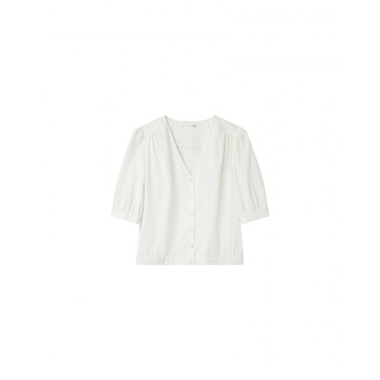 Grace et Mila - T-shirt écru col V lurex
