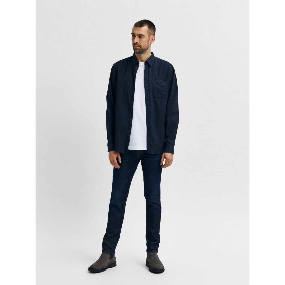 Selected homme - Jeans slim fit bleu délavé