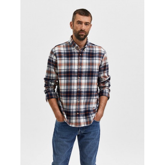 Selected homme - Chemise en flanelle unie bleue 2