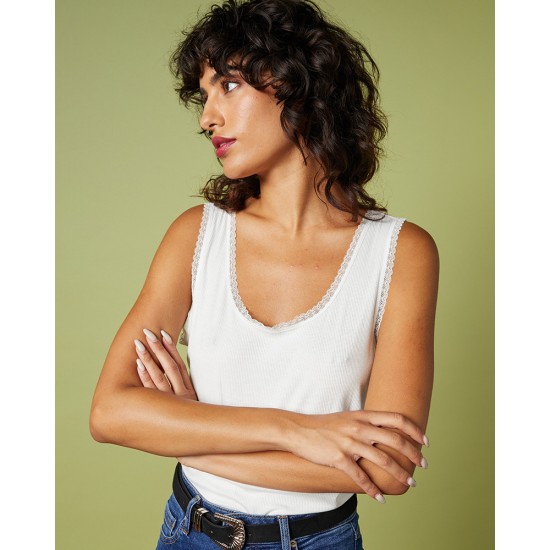 Grace et Mila - Débardeur femme vert amande côtelé 2