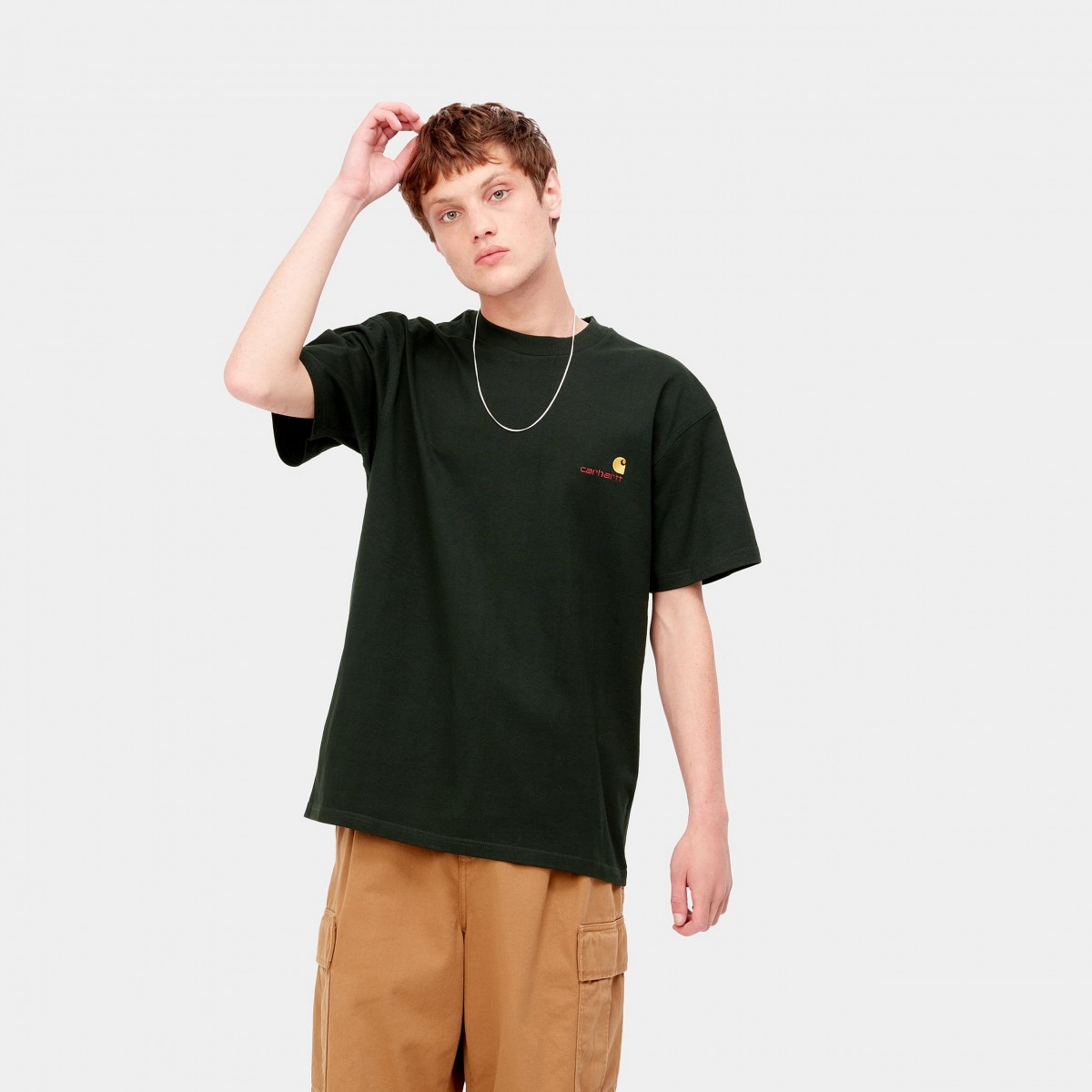 Carhartt homme  T-shirt à broderie vert foncé