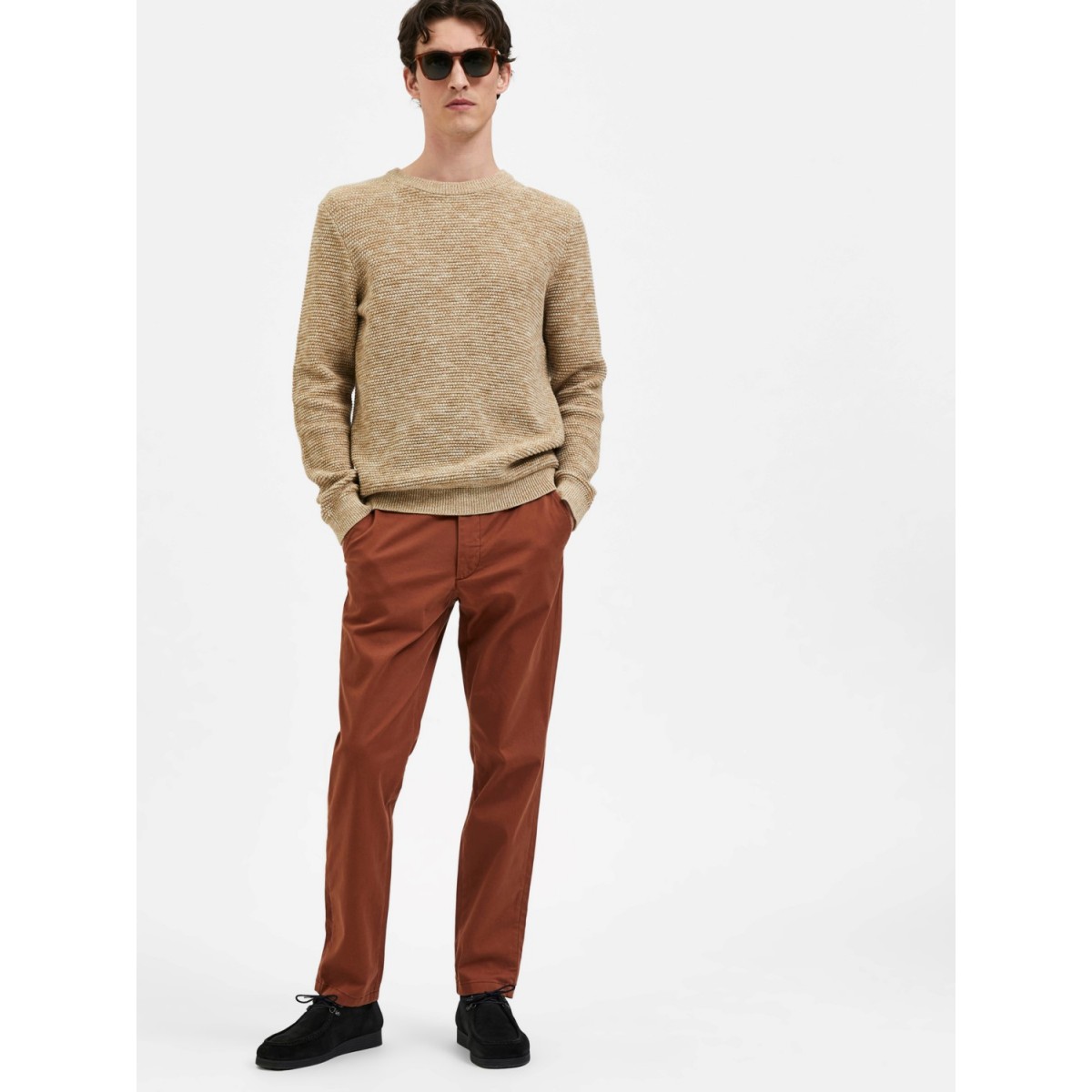 Selected homme  Pantalon chino terracotta pour homme