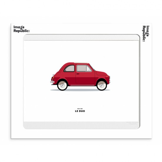 Image Republic - Tirage Le Duo Voiture Fiat 500 rouge 30x40