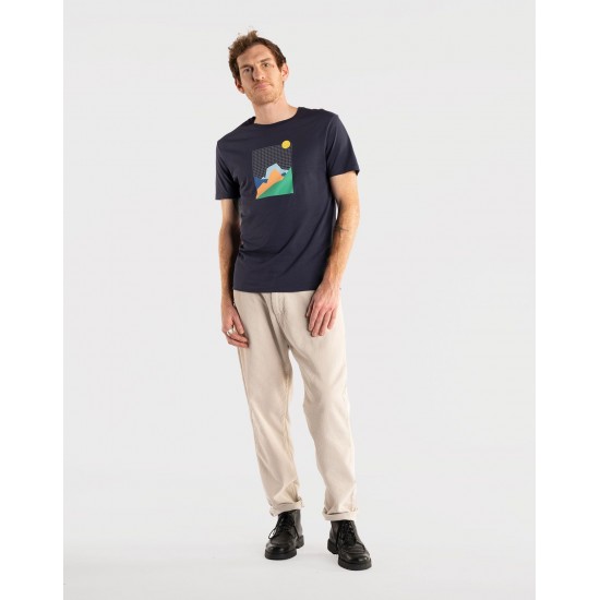 Olow - T-shirt marine à imprimé Geometry
