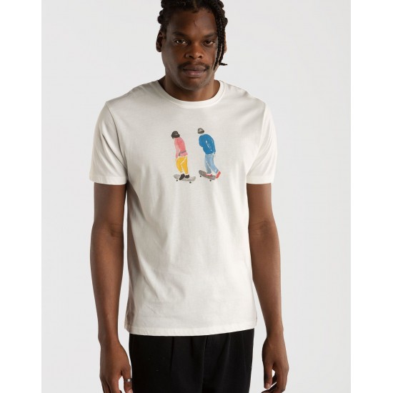 Olow - T-shirt écru à imprimé Skaters