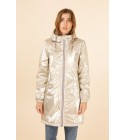 Laura Jo - Manteau imperméable long fourré doré