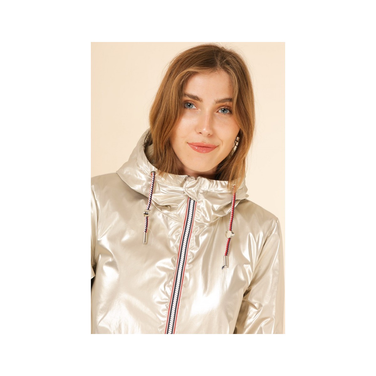 Laura Jo - Manteau imperméable long fourré doré
