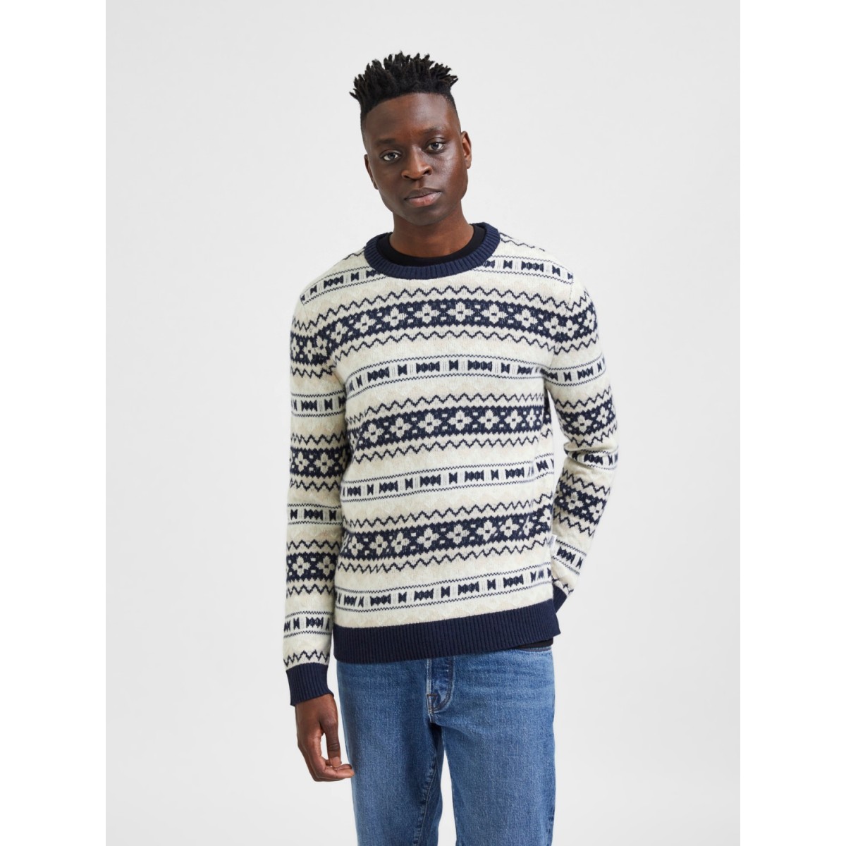 Selected homme - Pull en petite maille gris chiné