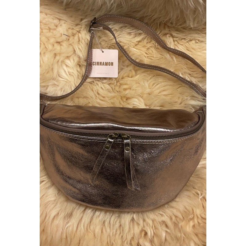 Cinnamon Paris | Sac banane XL en cuir métallisé bronze