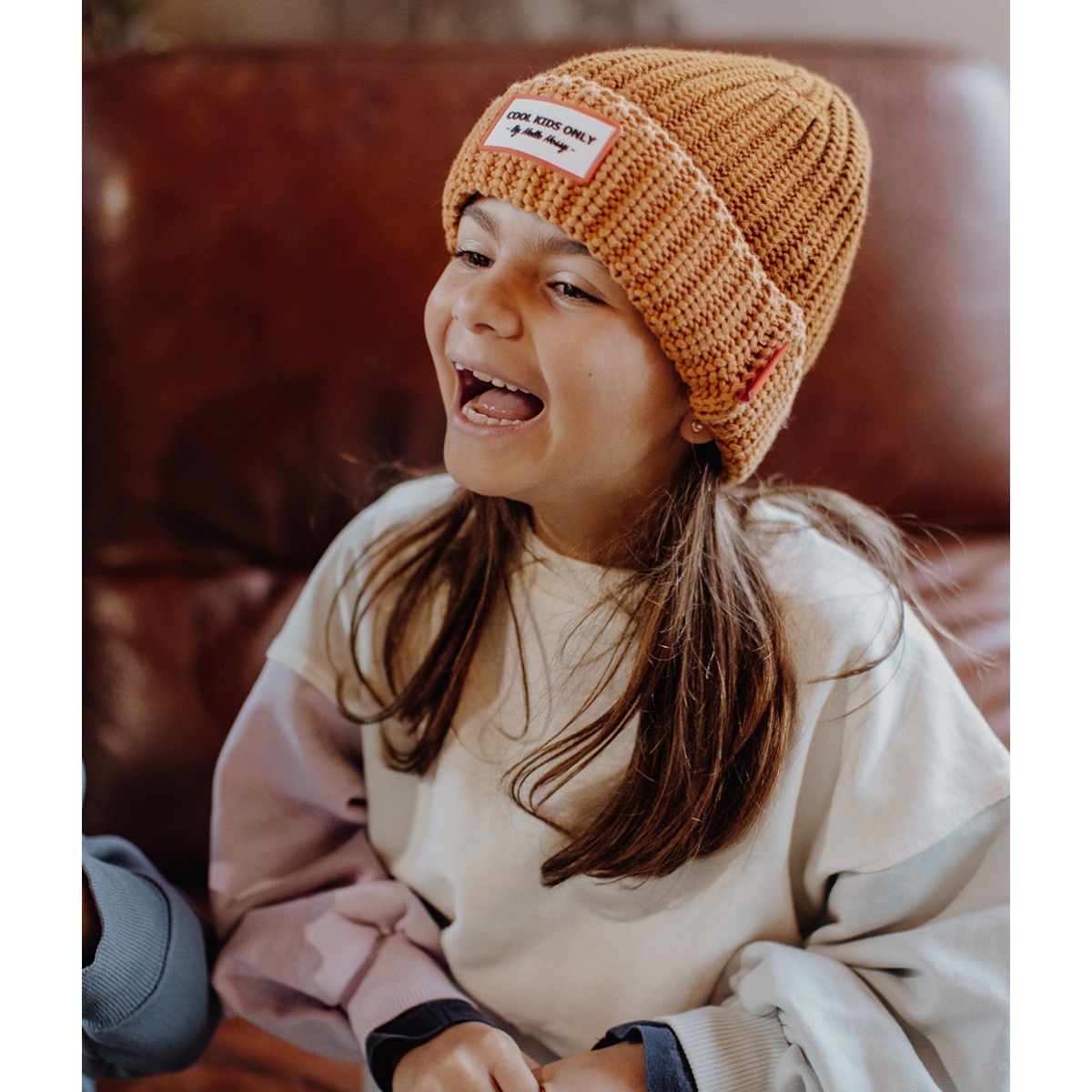 Hello Hossy - Bonnet enfant grosse maille brownie