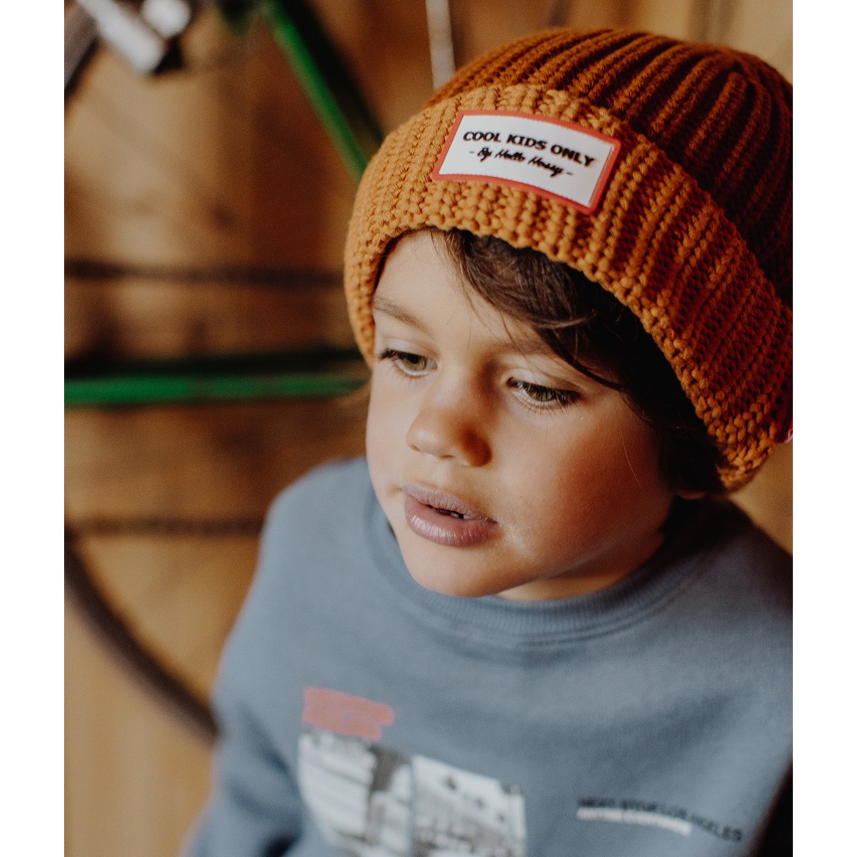 Hello Hossy - Bonnet enfant grosse maille brownie