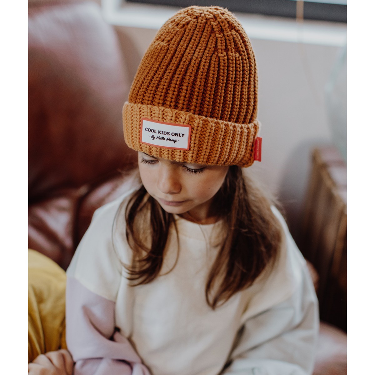 Hello Hossy - Bonnet enfant grosse maille brownie