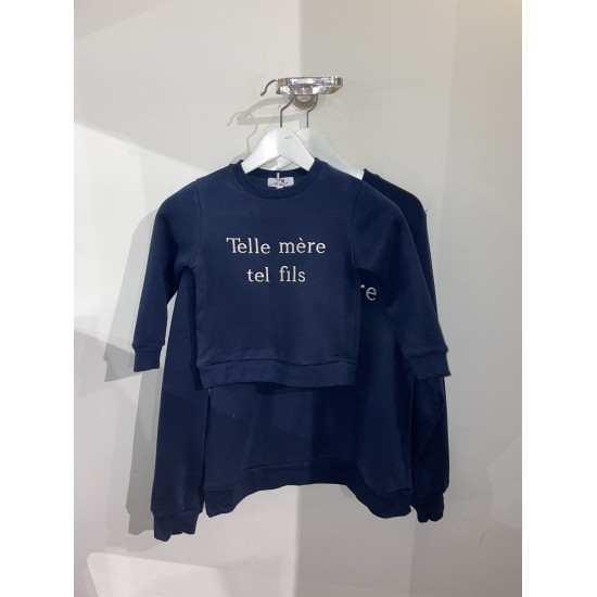 PM Mère & Fille - Sweat maman Telle mère tel fils bleu 2