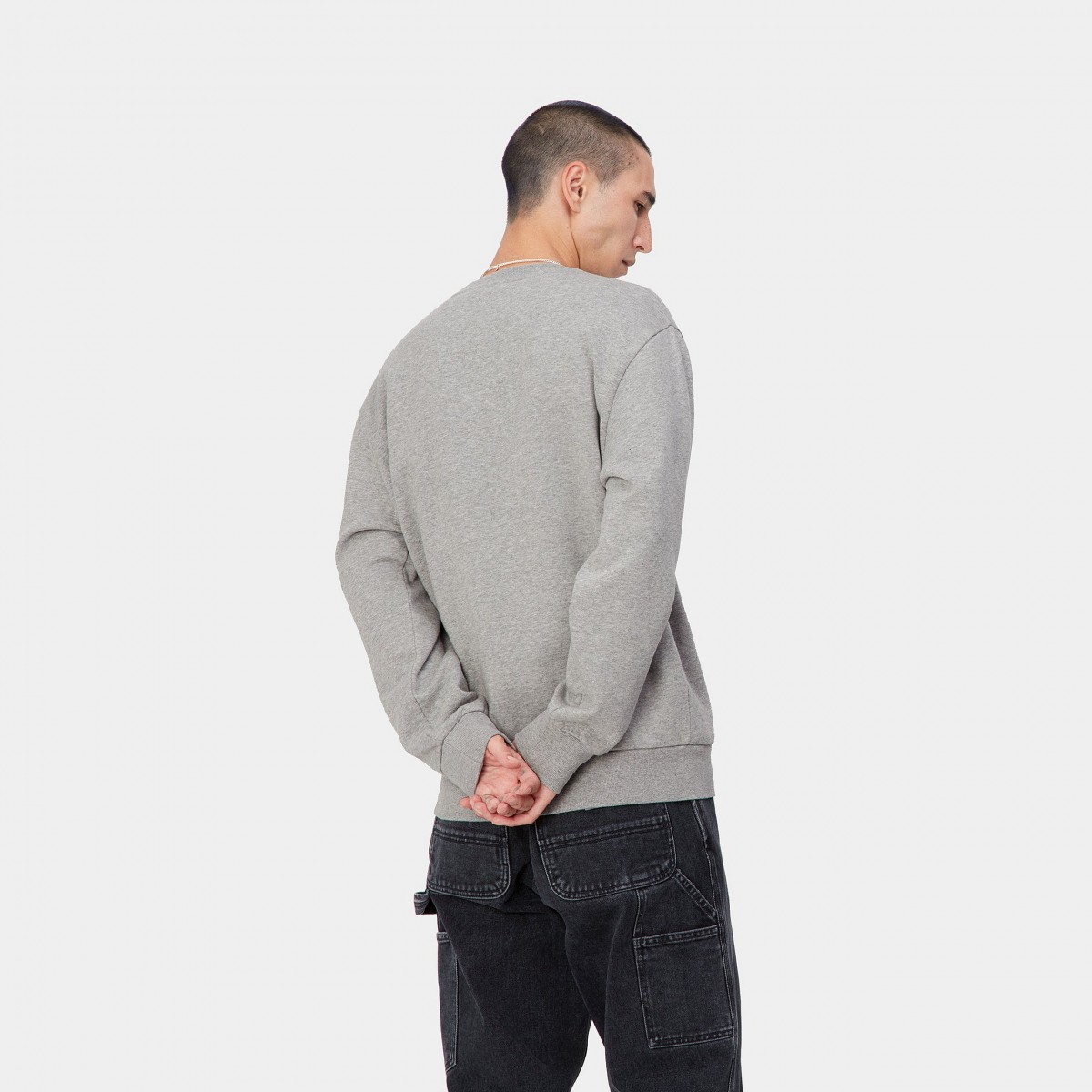 Carhartt WIP -  Sweat gris floqué en rouge