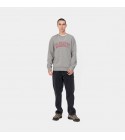 Carhartt WIP -  Sweat gris floqué en rouge