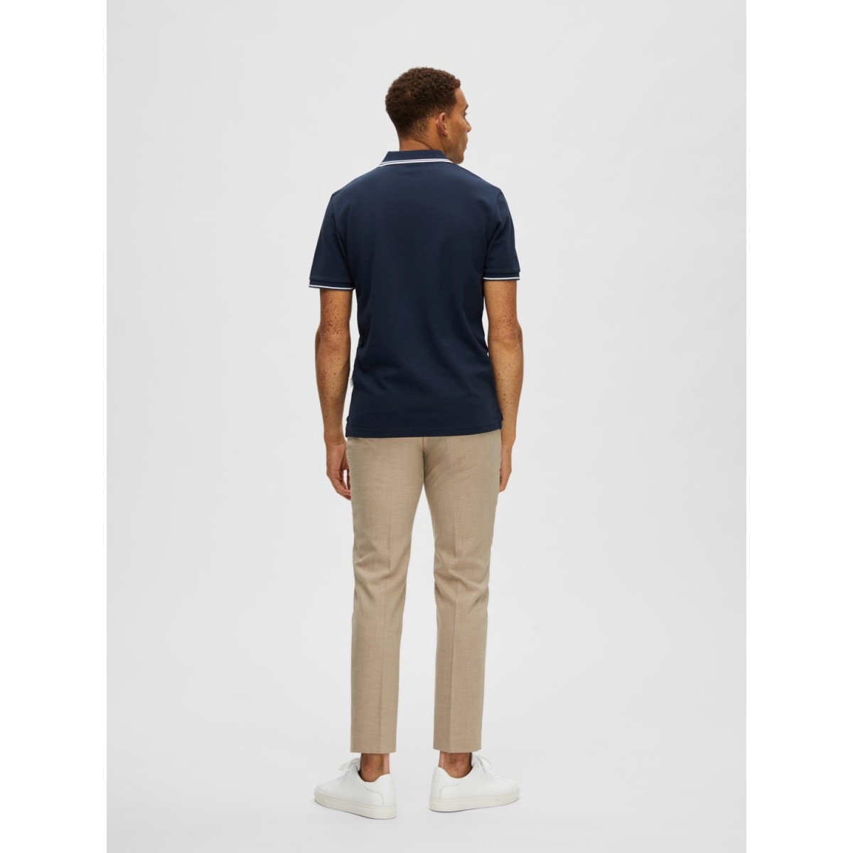 Selected - Polo marine à liseré blanc