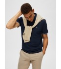 Selected - Polo marine à liseré blanc