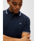 Selected - Polo marine à liseré blanc