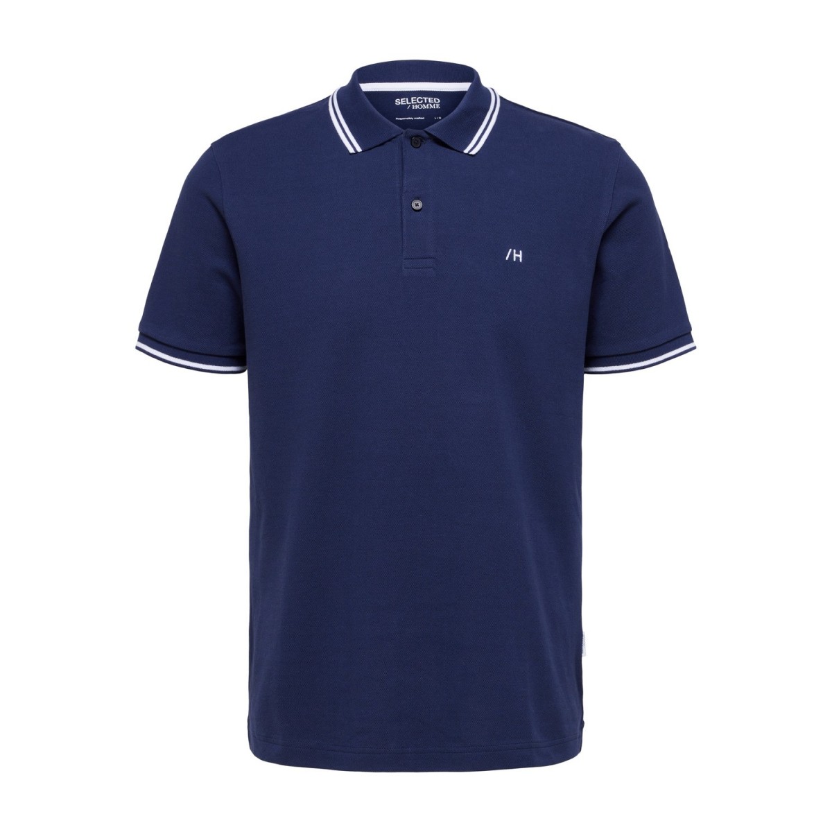 Selected - Polo marine à liseré blanc