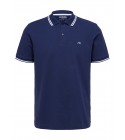 Selected - Polo marine à liseré blanc