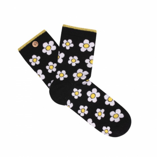 Cabaia - Chaussettes femme fleurs blanches