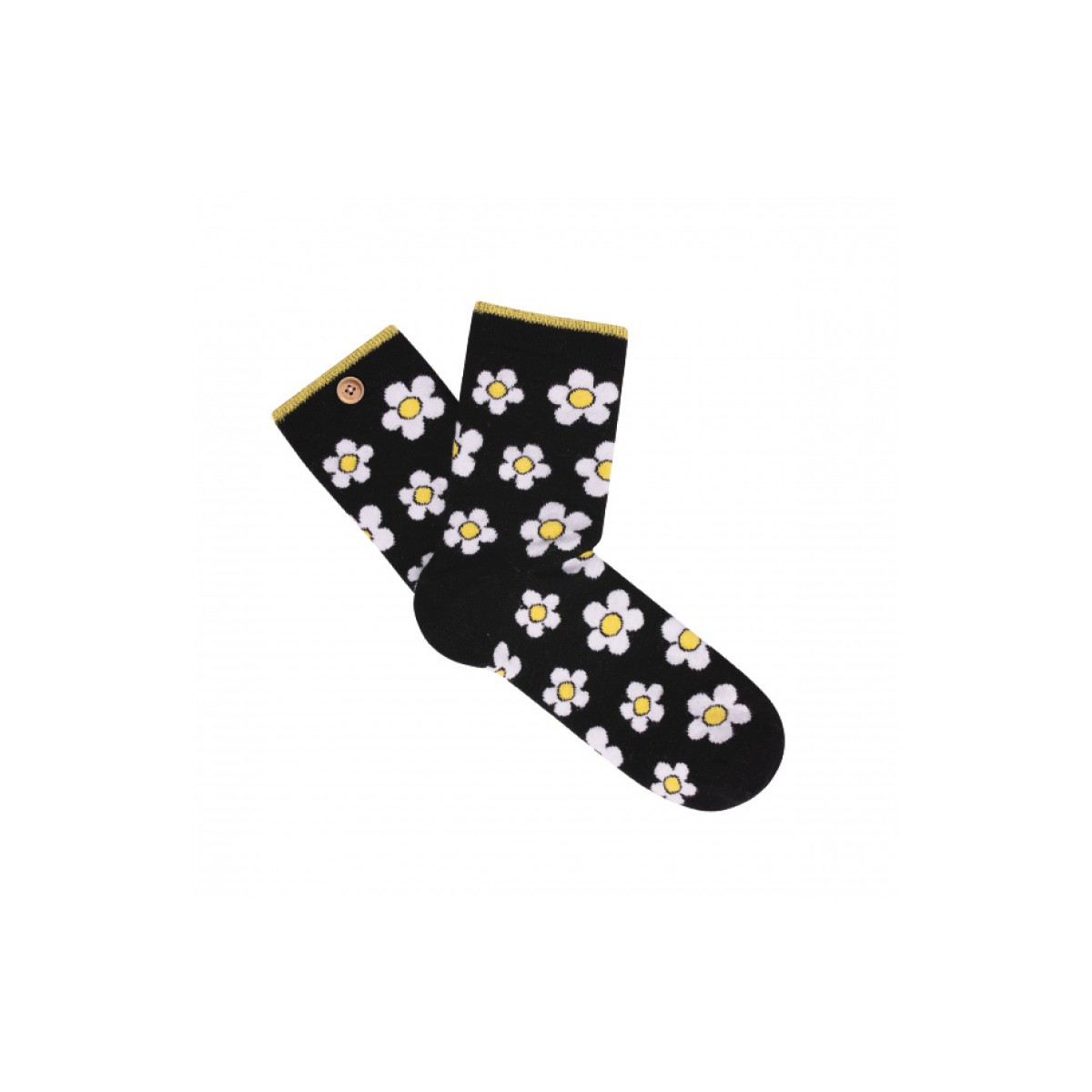 Cabaia - Chaussettes femme fleurs blanches