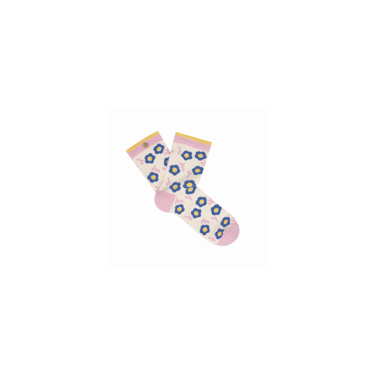 Cabaia - Chaussettes femme fleurs bleues