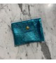 Porte-monnaie en cuir métallisé bleu lagon