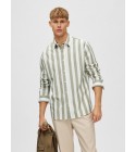 Selected homme - Chemise à rayures kaki