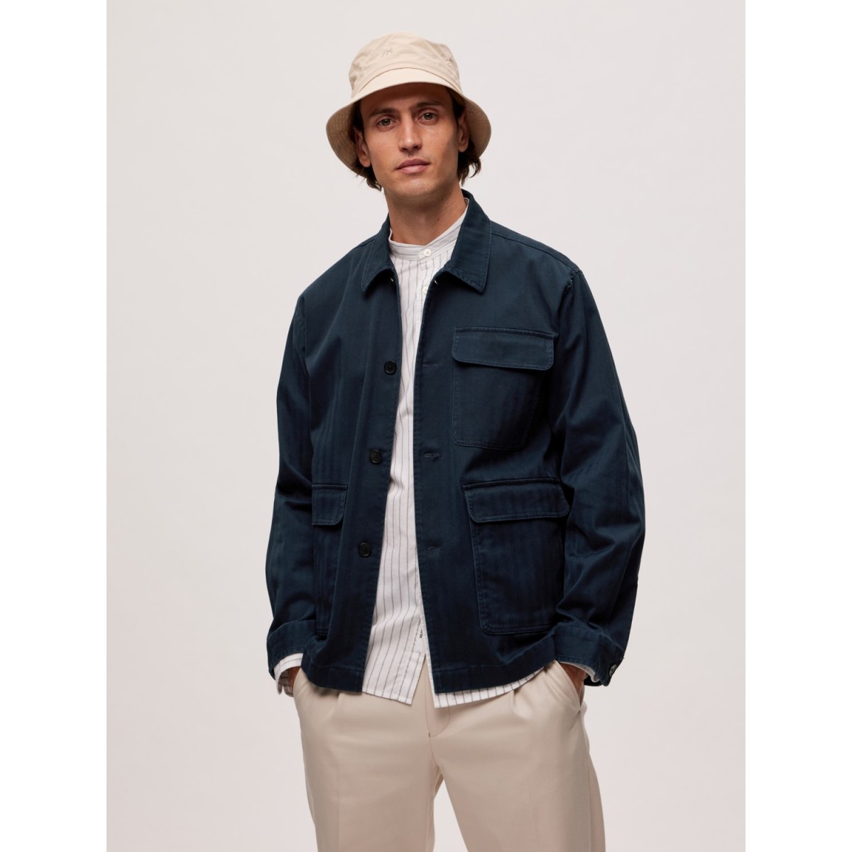 Selected - Veste en toile bleu marine