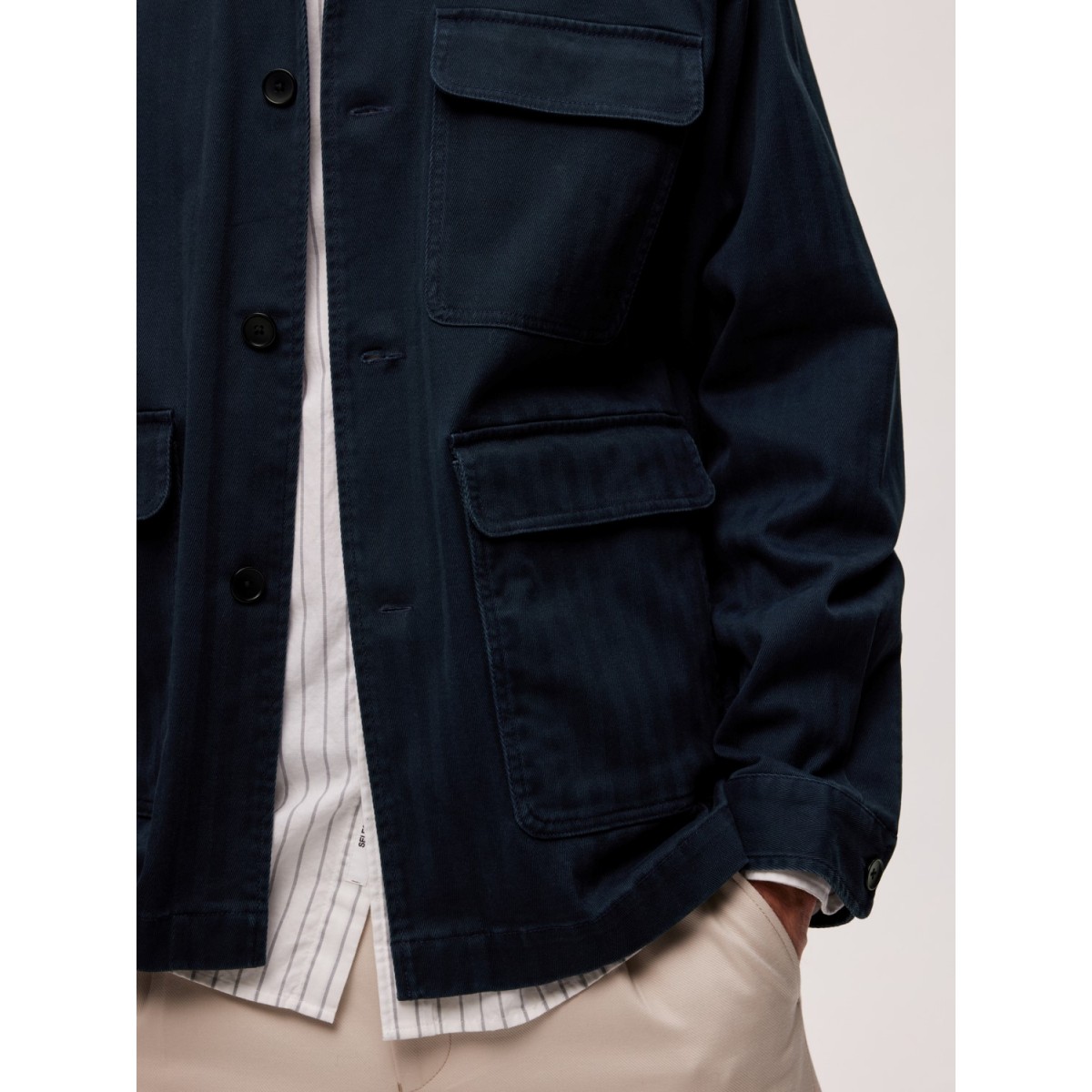 Selected - Veste en toile bleu marine