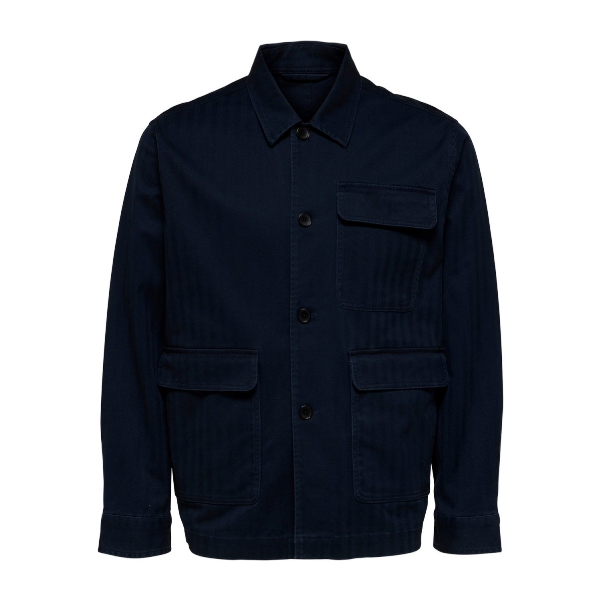 Selected - Veste en toile bleu marine