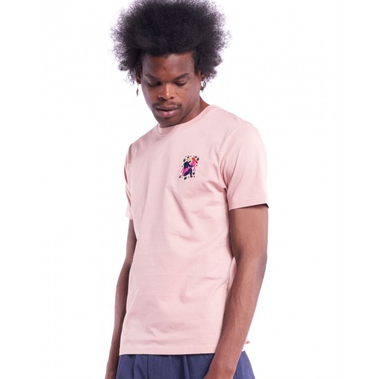 Olow - T-shirt rose pastel brodé