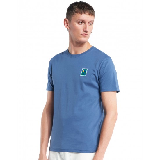 Olow - T-shirt bleu cobalt brodé