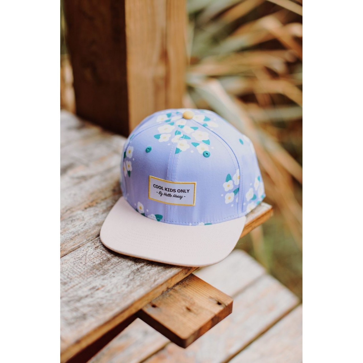 Hello Hossy - Casquette enfant à motif Fleurs mauve et rose poudre