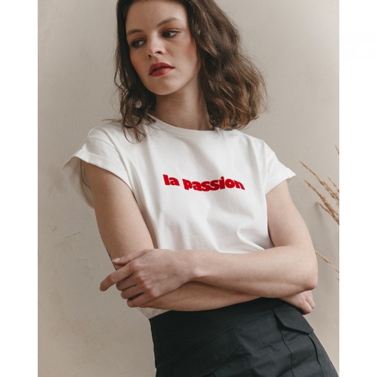 Grace et Mila - T-shirt femme blanc 'La passion'