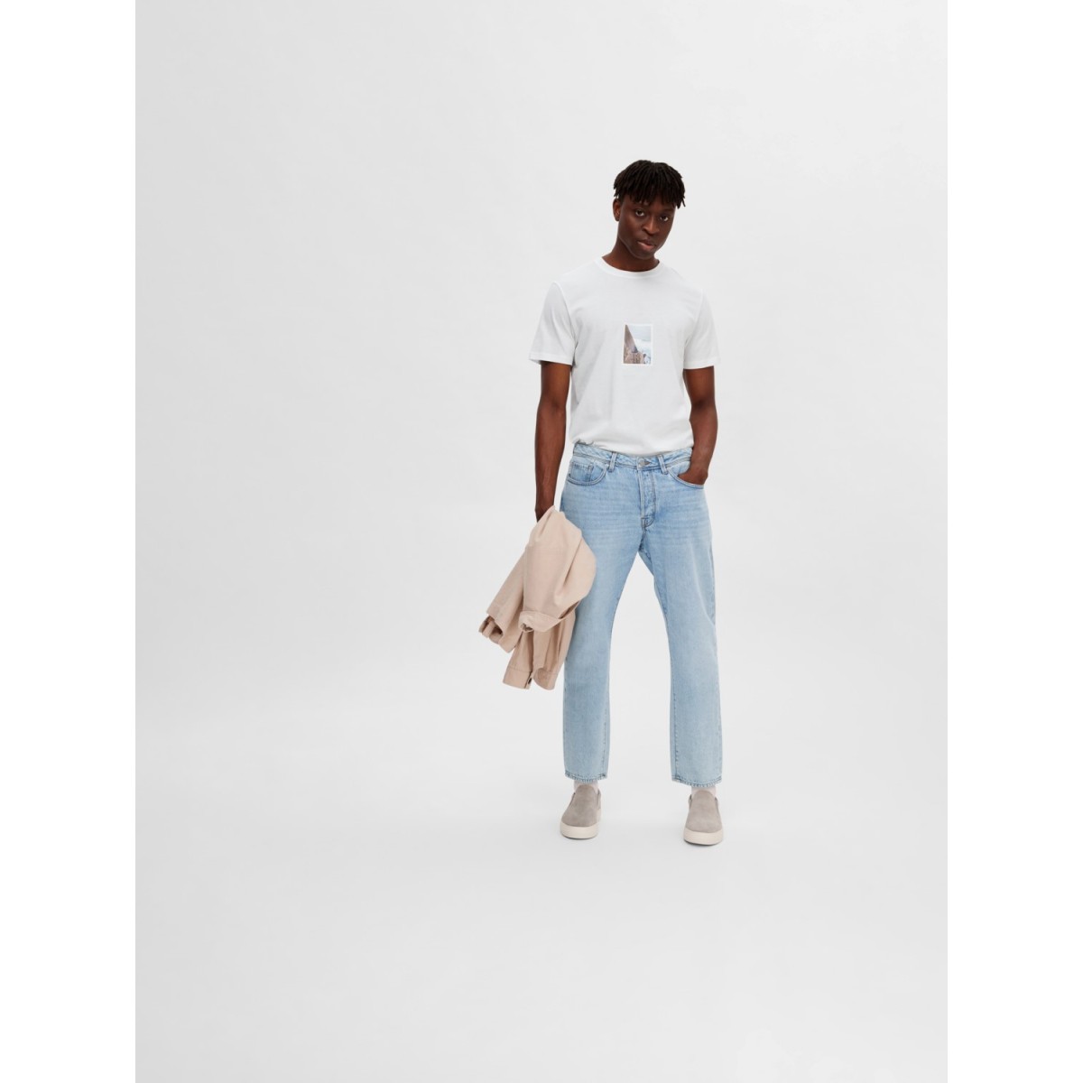 Selected  - Jeans bleu clair court