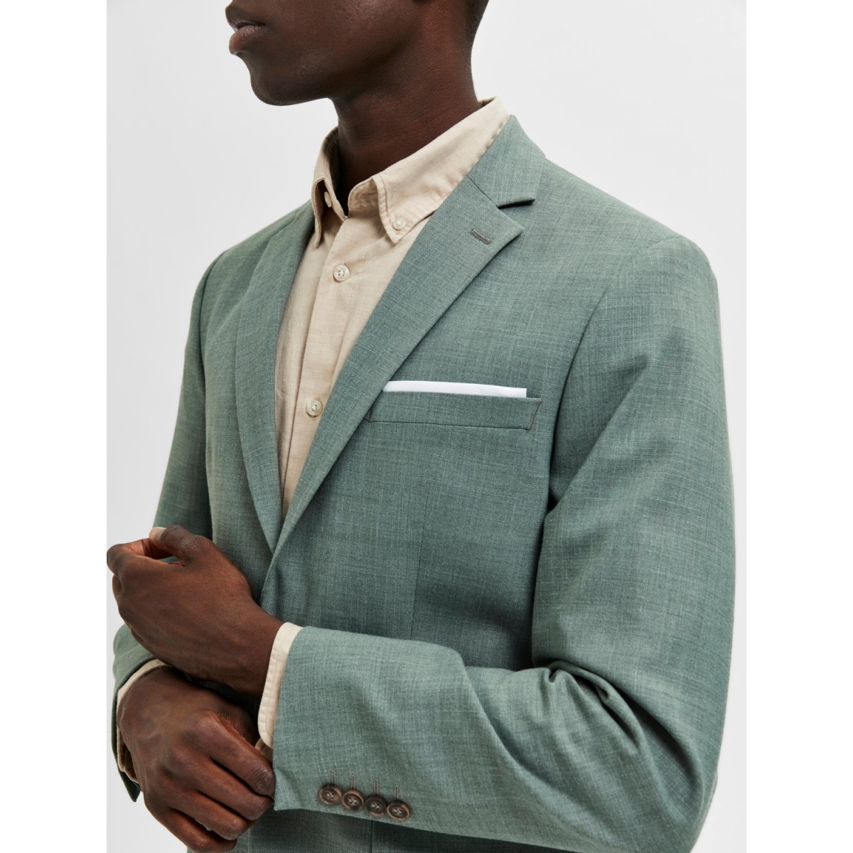 Selected - Blazer en lin vert eau homme