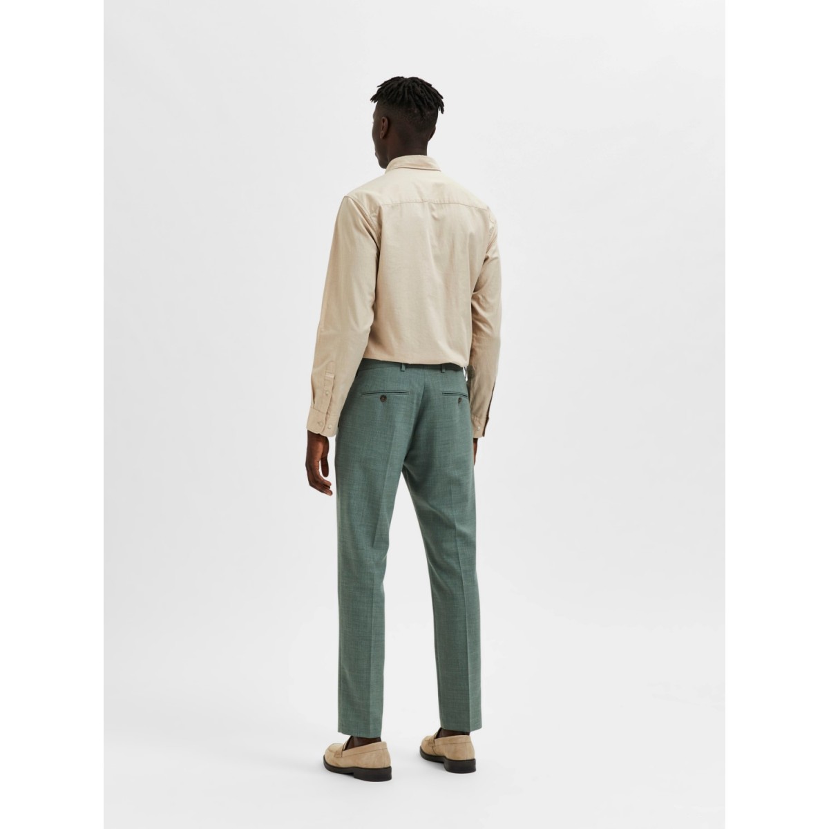 Selected - Pantalon de costume en lin vert eau