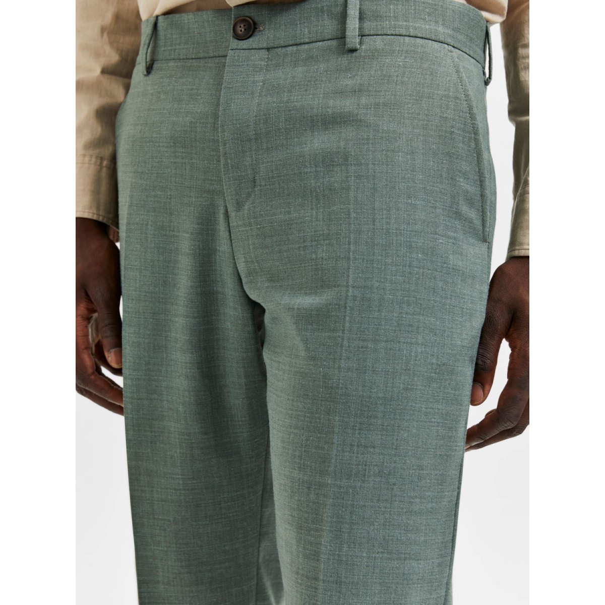 Selected - Pantalon de costume en lin vert eau