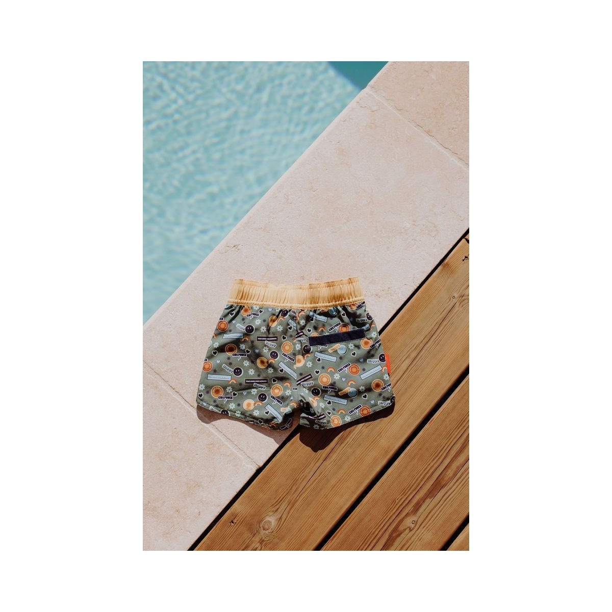 Hello Hossy - Short de bain kaki et jaune à motifs