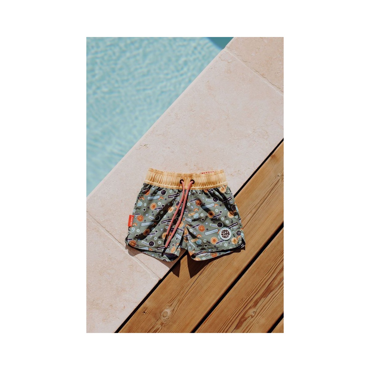 Hello Hossy - Short de bain kaki et jaune à motifs
