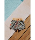Hello Hossy - Short de bain kaki et jaune à motifs