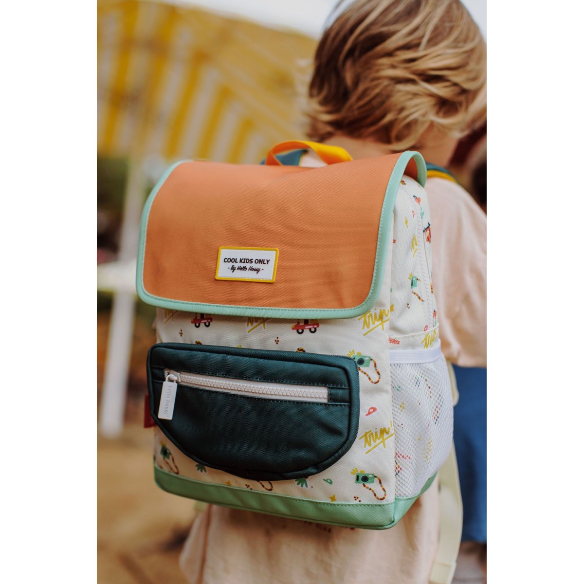 Hello Hossy - Sac à dos jaune pastel à motifs