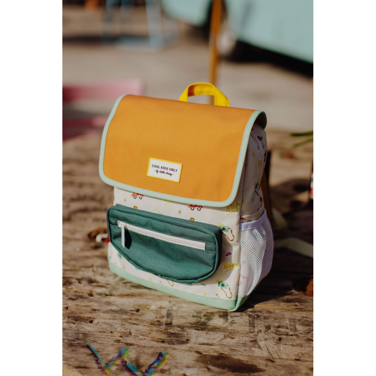 Hello Hossy - Sac à dos jaune pastel à motifs