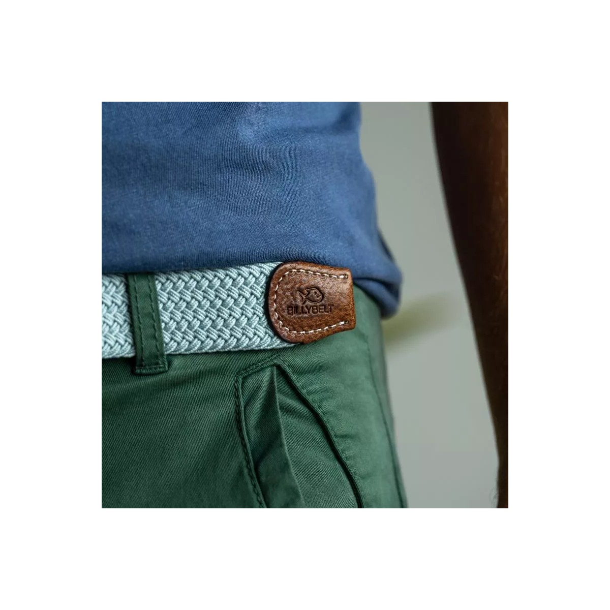 BillyBelt - Ceinture élastique tressée bleue arctique